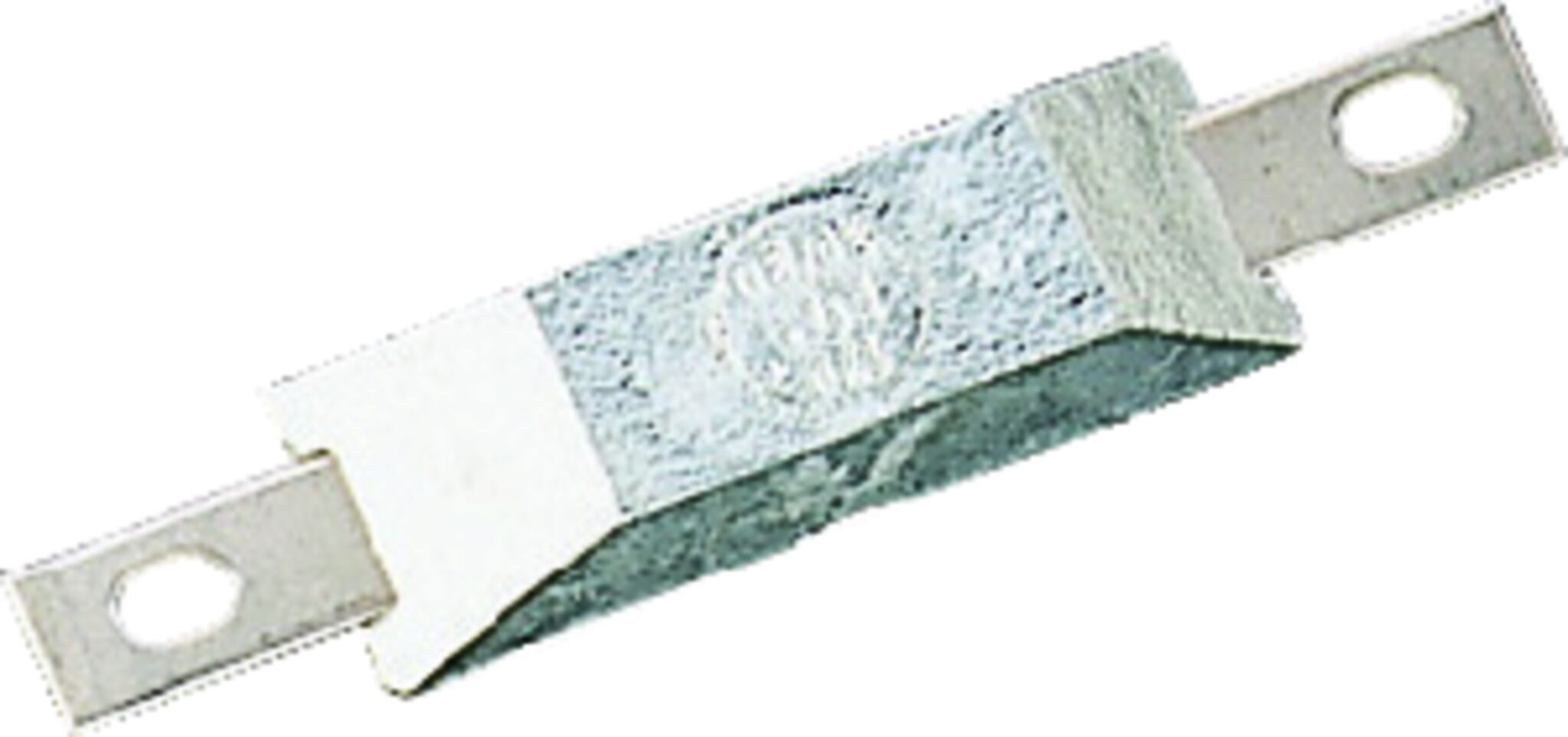 Zinc flat anode with Niro lug, pre-drilled, 1.10 kg