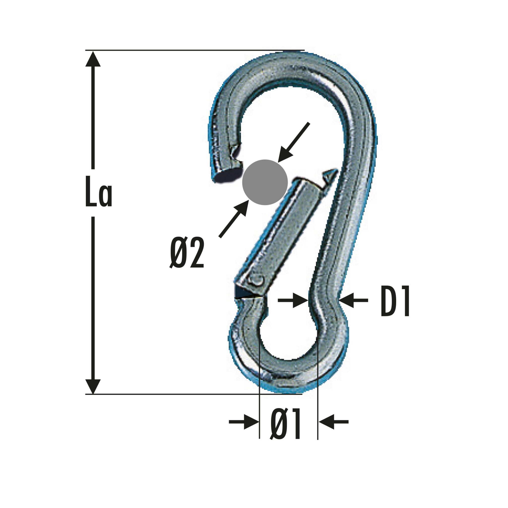 Carabiner with closed eyelet