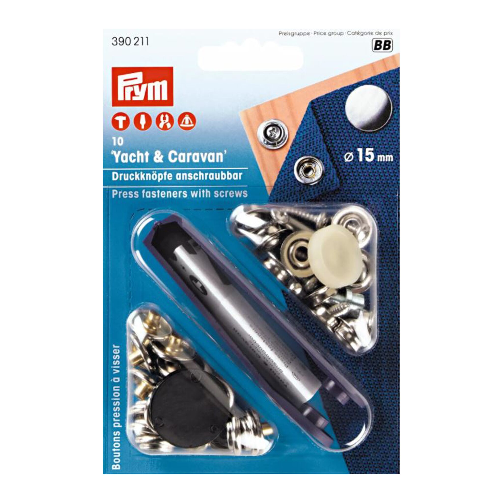 Prym snap fasteners for yacht and caravan