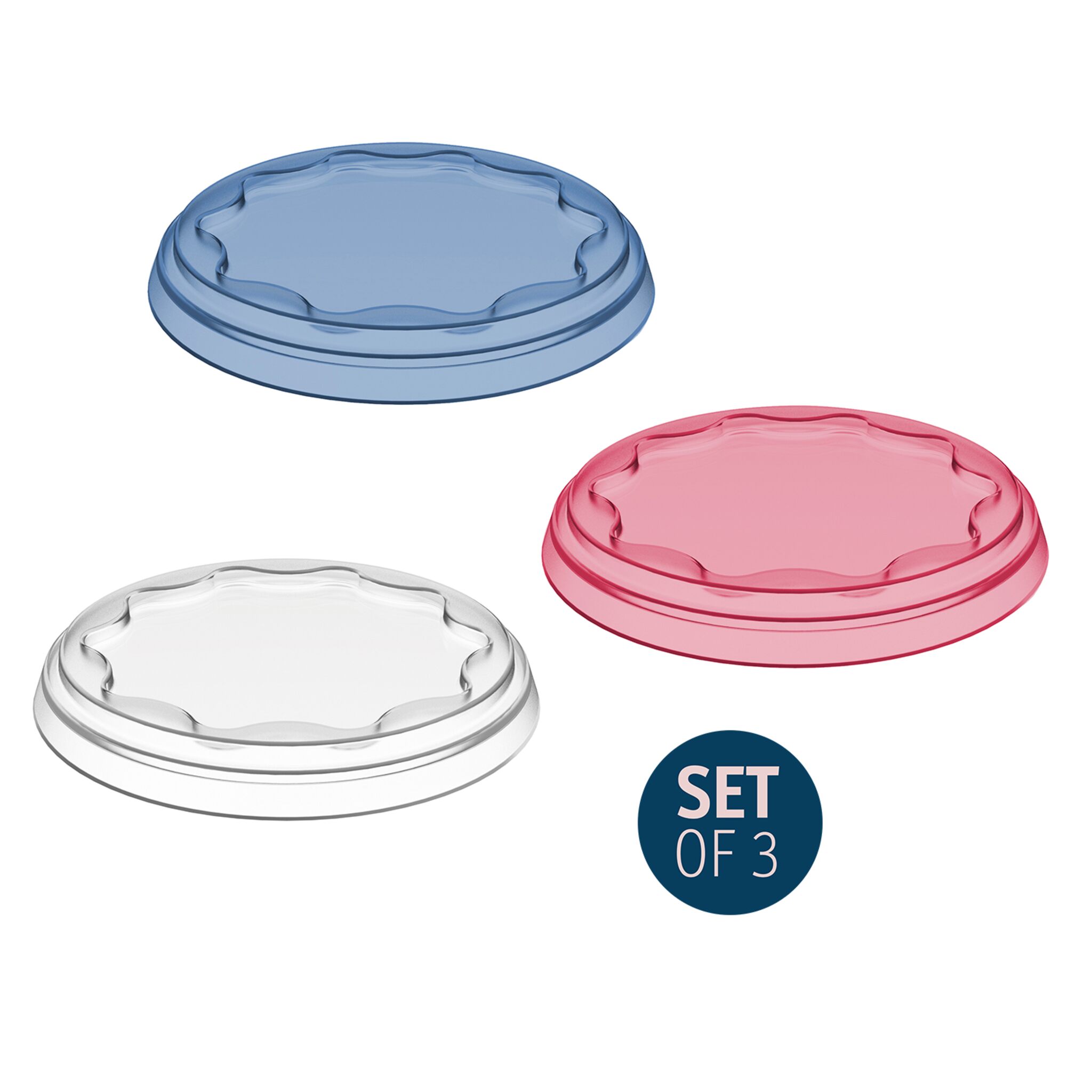 koziol set of 3 freshness lids FRESH, freshness lids for yogurt and other packaging.