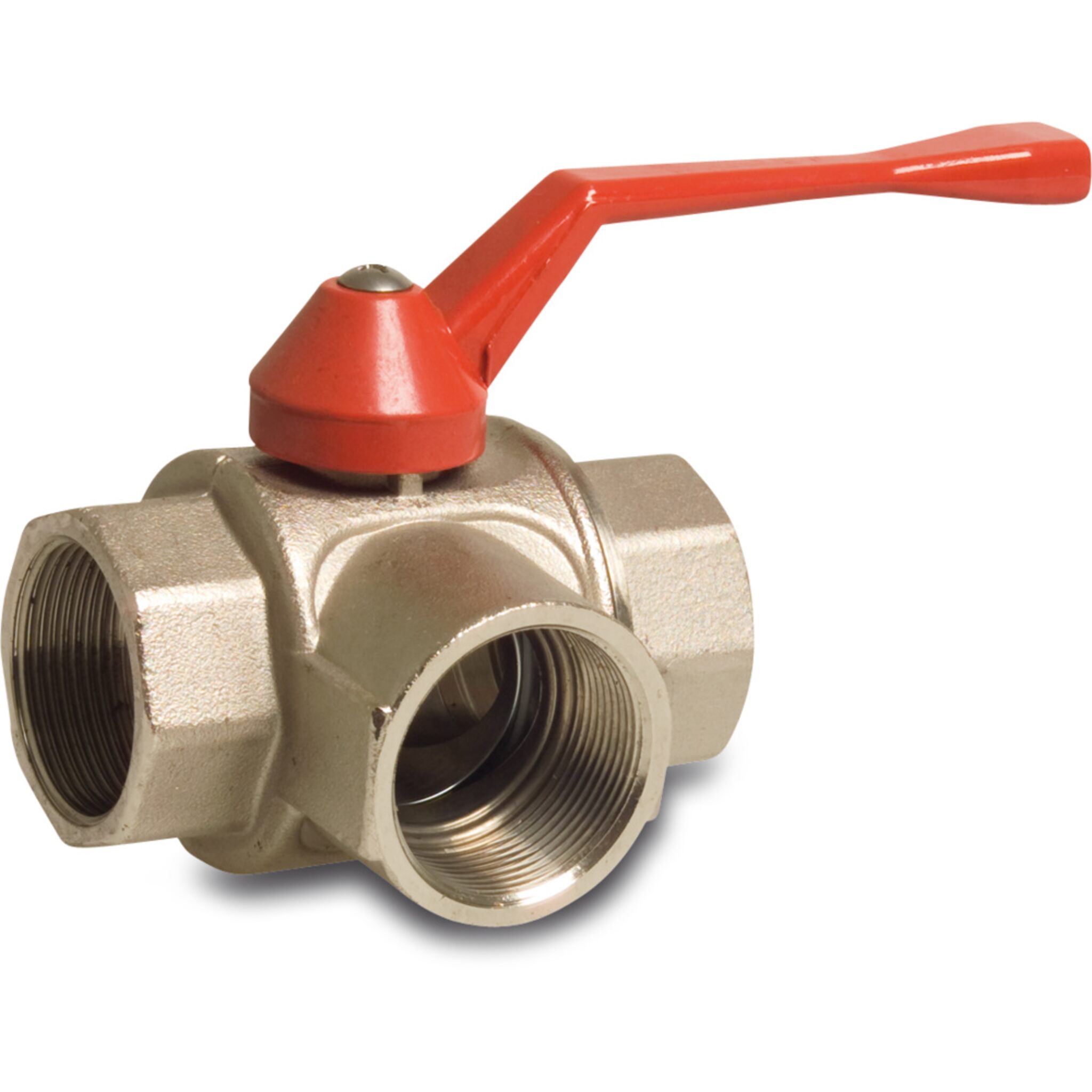 Three-way ball valve with T-bore