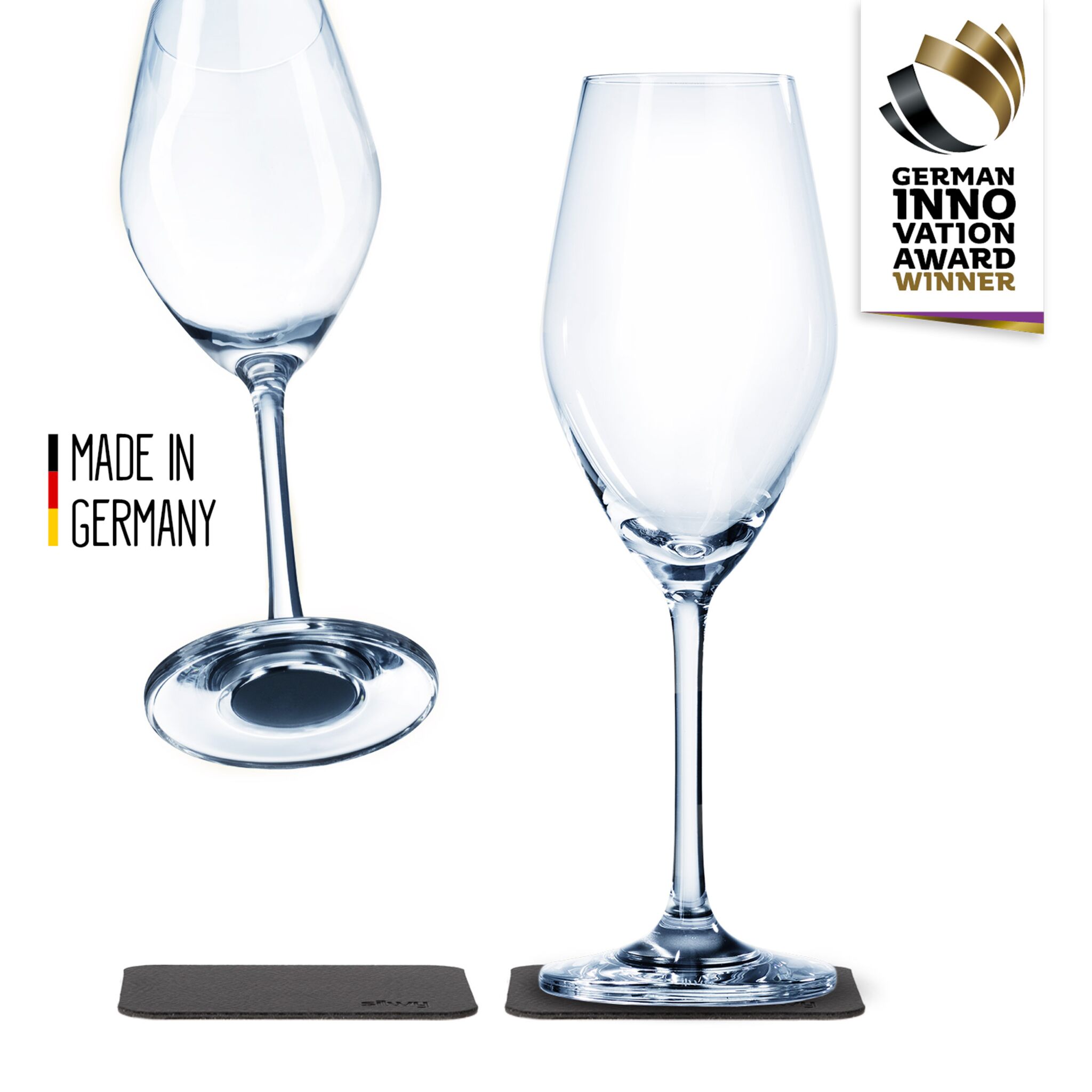 silwy set of 2 champagne glasses with magnet and coaster