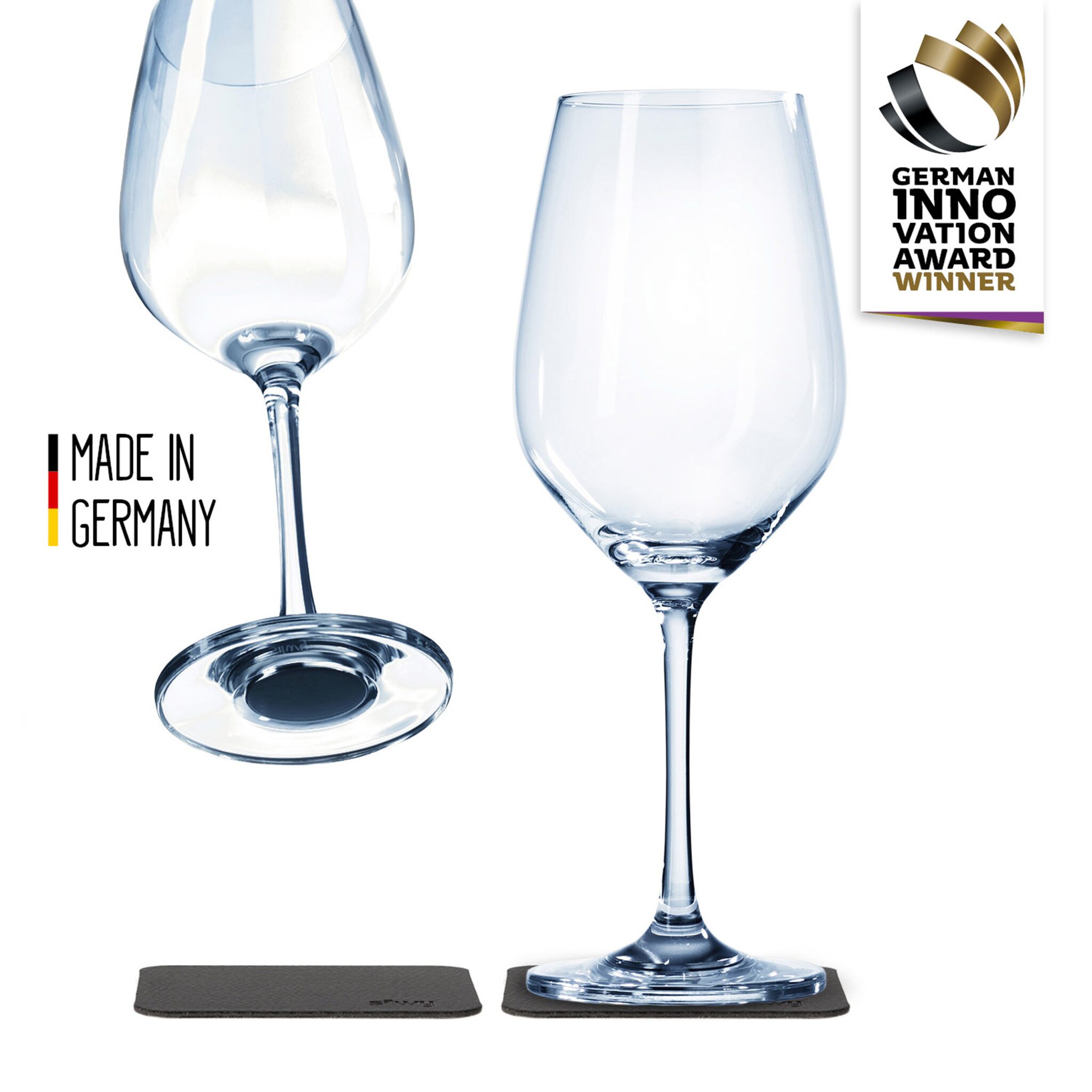 silwy set of 2 wine glasses with magnet and coaster